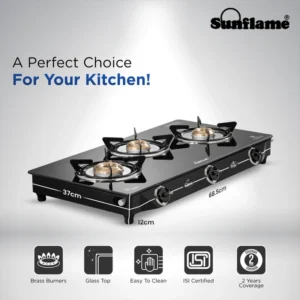 sunflame gt pride 3 burner gas stove